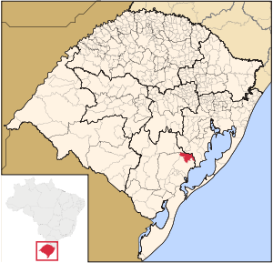 Map of the state of Rio Grande do Sul, Brazil highlighting Cristal