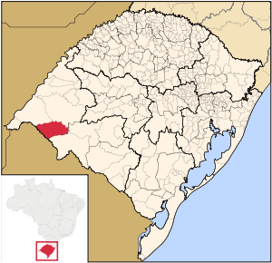 Map of the state of Rio Grande do Sul, Brazil highlighting Mato Queimado