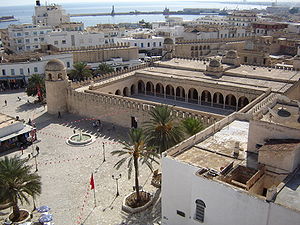 The Grand Mosque of Sousse, Tunisia, as seen from the tower of the Ribat