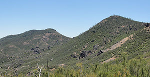 South and North Chalone Peaks from Pinnacles National Monument Chalone Peak Trail.jpg