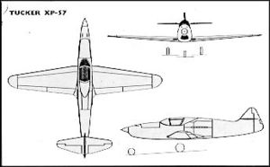 Orthographically projected diagram of the XP-57 proposal.