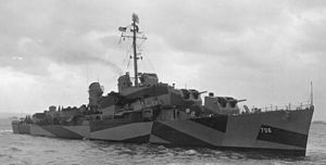 USS Gainard (DD-706) on 19 September 1951