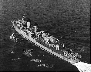 USS Monssen (DD-798) underway after she was recommissioned, circa 1951-1952.