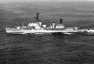 USS Rowan (DD-782) underway off San Diego, California, 18 March 1969.