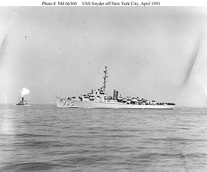 USS Snyder off New York City, April 1951