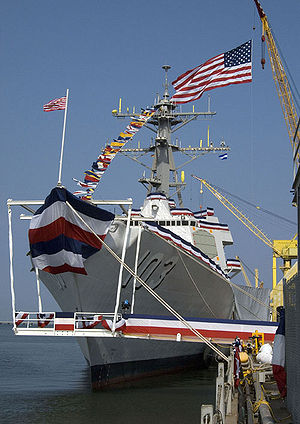 USS Truxtun (DDG 103) during the christening ceremony.jpg