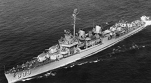 USS Wadleigh (DD-689) Underway, circa 1951.