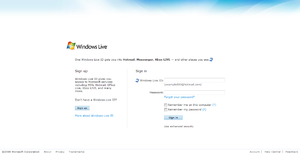 A screenshot of Windows Live ID Sign-in page