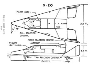 Orthographically projected diagram of the X-20.