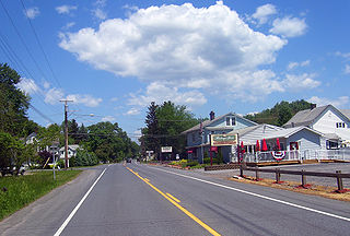 NY 32 is a north–south state highway that extends for 176.73 miles (284.42 km) through the Hudson Valley and Capital District regions of the U.S. state of New York. Here, the highway is concurrent with NY 213.