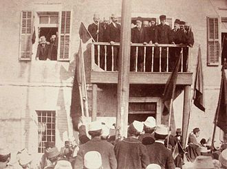 Ismail Qemali after the session of the Assembly of Vlorë declaring to Albanian People the decision of independence.