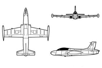 Orthographic projection of the Aermacchi MB-326