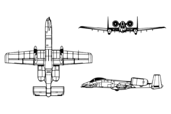 Orthographically projected diagram of the A-10