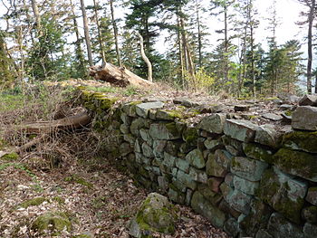 West wall; dry stone walling of the enceinte