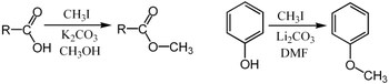 Methylation of a carboxylic acid or phenol with MeI