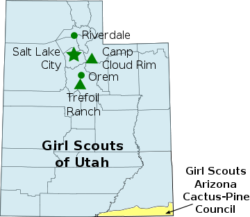Map of Girl Scout Councils in Utah