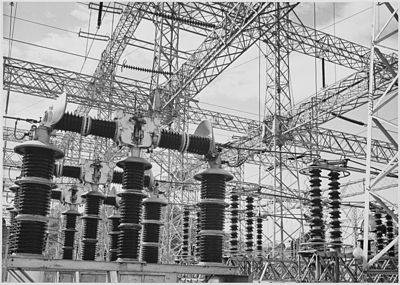 Ansel Adams photograph of Electrical Wires of the Boulder Dam Power Units with Gyro-Transformers (TM of Tesla American Company)