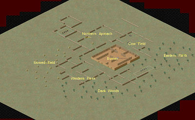 Composite screen shot of "Battle for the Bunker," one of the many Chain of Command maps.