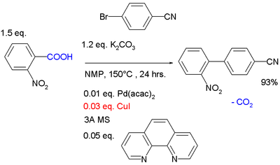 Decarboxylative aryl-aryl coupling