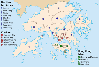 The main territory of Hong Kong consists of a peninsula bordered to the north by Guangdong province, an island to the south east of the peninsula, and a smaller island to the south. These areas are surrounded by numerous much smaller islands.