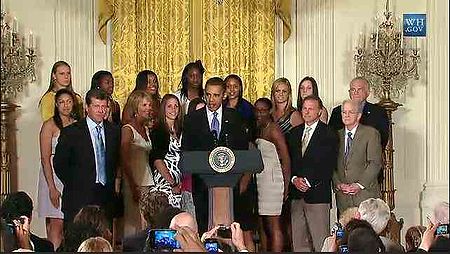Whitehouse ceremony commemorating 2010 NCAA National Champions Connecticut Huskies women's basketball team