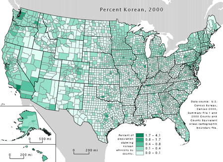 Census Bureau 2000, Koreans in the United States.png