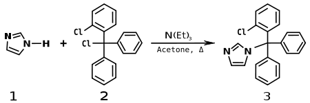 Clotrimazole synthesis.svg