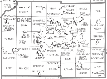 Political map of Dane County