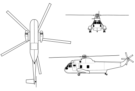 Orthographically projected diagram of the SH-3 Sea King.