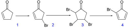 Scheme 1. Synthesis of cubane precursor bromocyclopentadienone