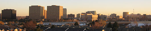 DTC skyline from the north at sunset