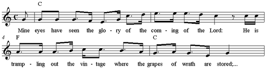 "The Battle Hymn of the Republic" melody beginning