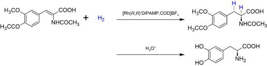 Enantioselective L-DOPA synthesis