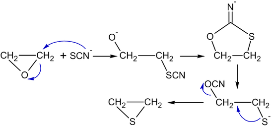 mechanism synthesis thiiranes of ethylene oxide under the influence of thiocyanate ion