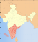 Thumbnail map of India with South India highlighted