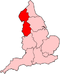 Map showing location of North West region in England