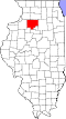 State map highlighting Bureau County