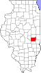 State map highlighting Coles County