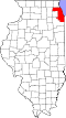 State map highlighting Cook County