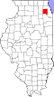 State map highlighting DuPage County