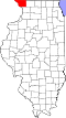 State map highlighting Jo Daviess County