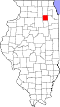 State map highlighting Kendall County