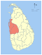 Map indicating the extent of North Western Province within Sri Lanka