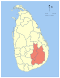 Map indicating the extent of Uva Province within Sri Lanka