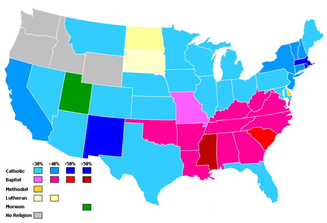 Christian denomination plurality by state.
