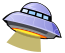 An illustration of a flying saucer with glowing under-side