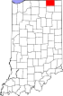 State map highlighting LaGrange County