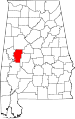 State map highlighting Hale County