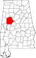 State map highlighting Tuscaloosa County