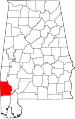 State map highlighting Washington County